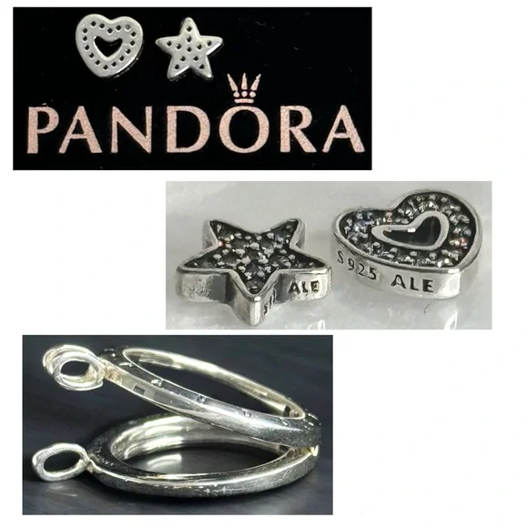 Retired Pandora Petite Memories Large Floating Locket & 2 Petite Charms - Picture 9 of 16
